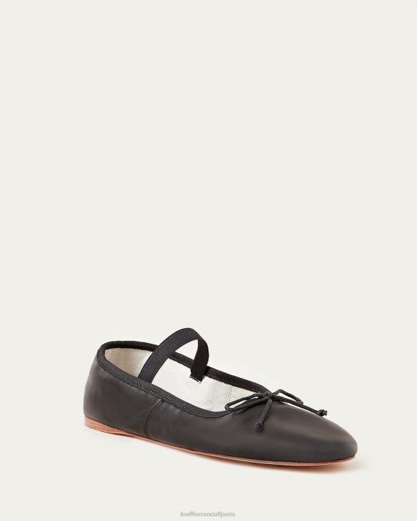 femmes Loeffler Randall Cuir noir ballerines Léonie chaussures 8HL8293