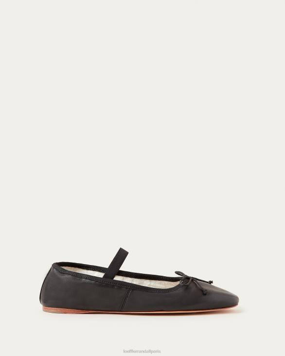 femmes Loeffler Randall Cuir noir ballerines Léonie chaussures 8HL8293