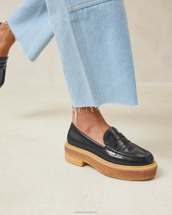 femmes Loeffler Randall noir mocassins à plateforme rikki chaussures 8HL8311