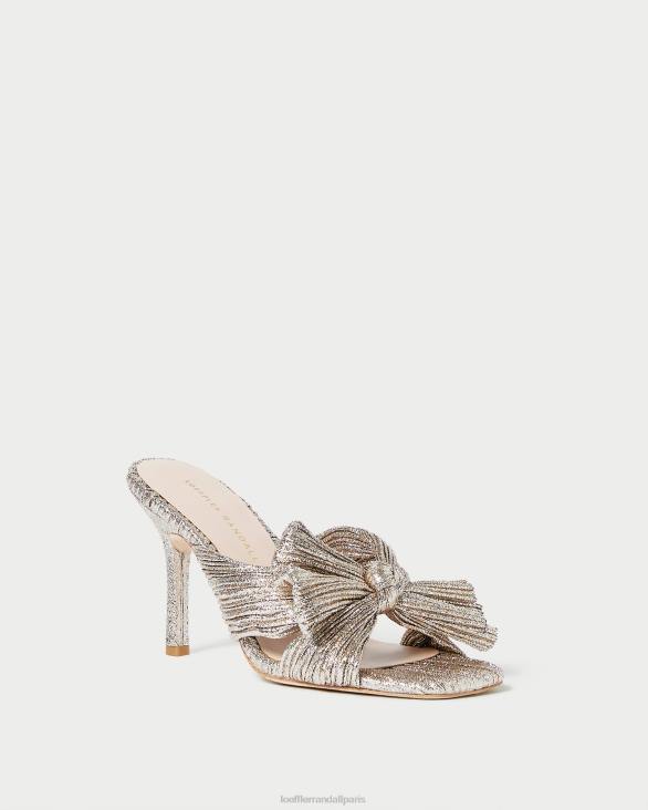 femmes Loeffler Randall Champagne mule à nœud plissé Claudia chaussures 8HL894