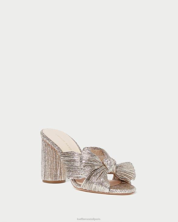 femmes Loeffler Randall Champagne talon à nœud plissé chaussures 8HL869