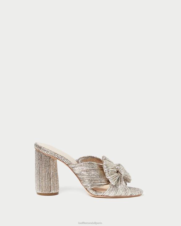 femmes Loeffler Randall Champagne talon à nœud plissé chaussures 8HL869