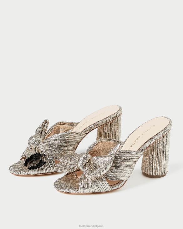 femmes Loeffler Randall Champagne talon à nœud plissé chaussures 8HL869