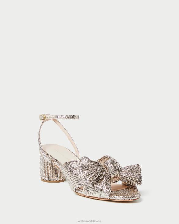 femmes Loeffler Randall Champagne talon à nœud plissé dahlia chaussures 8HL853