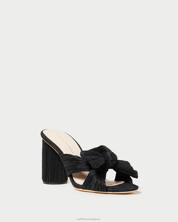 femmes Loeffler Randall noir talon à nœud plissé chaussures 8HL843