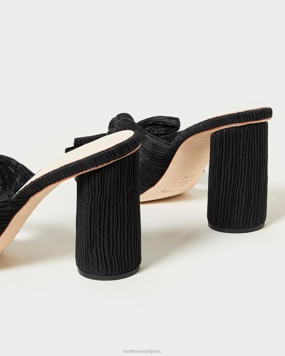 femmes Loeffler Randall noir talon à nœud plissé chaussures 8HL843