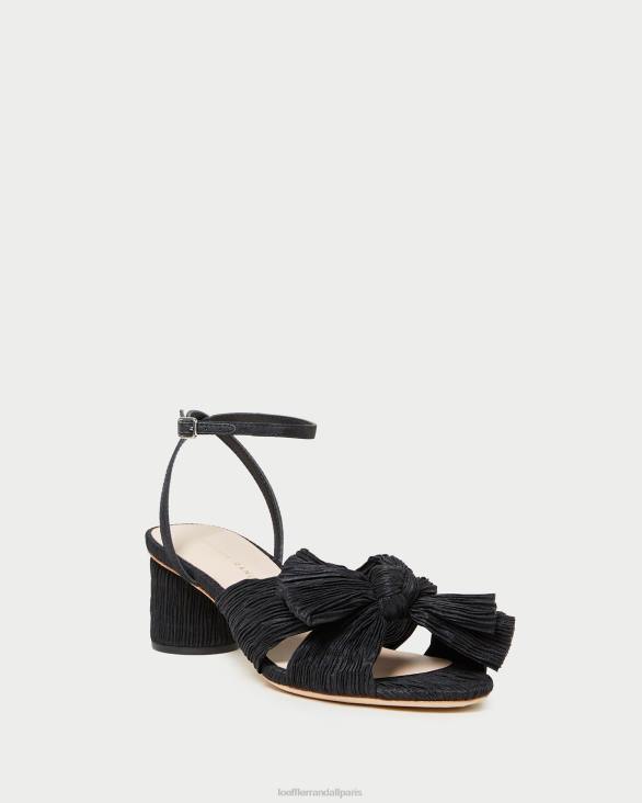 femmes Loeffler Randall noir talon à nœud plissé dahlia chaussures 8HL825