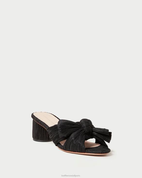 femmes Loeffler Randall noir talon à nœud plissé emilia chaussures 8HL818