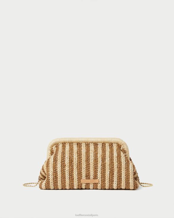 femmes Loeffler Randall naturel/marron embrayage à cadre trudie Sacs 8HL8392