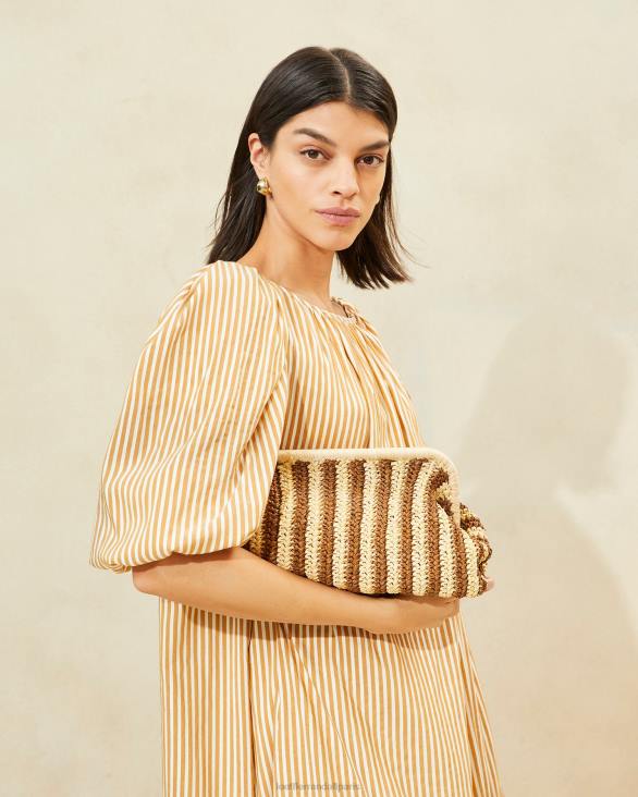 femmes Loeffler Randall naturel/marron embrayage à cadre trudie Sacs 8HL8392