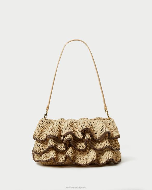 femmes Loeffler Randall naturel/marron pochette à volants odette Sacs 8HL8374