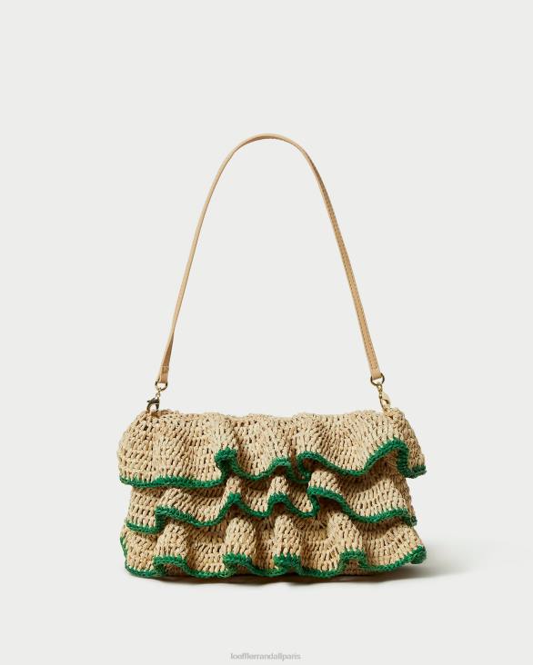 femmes Loeffler Randall naturel/vert pochette à volants odette Sacs 8HL8373