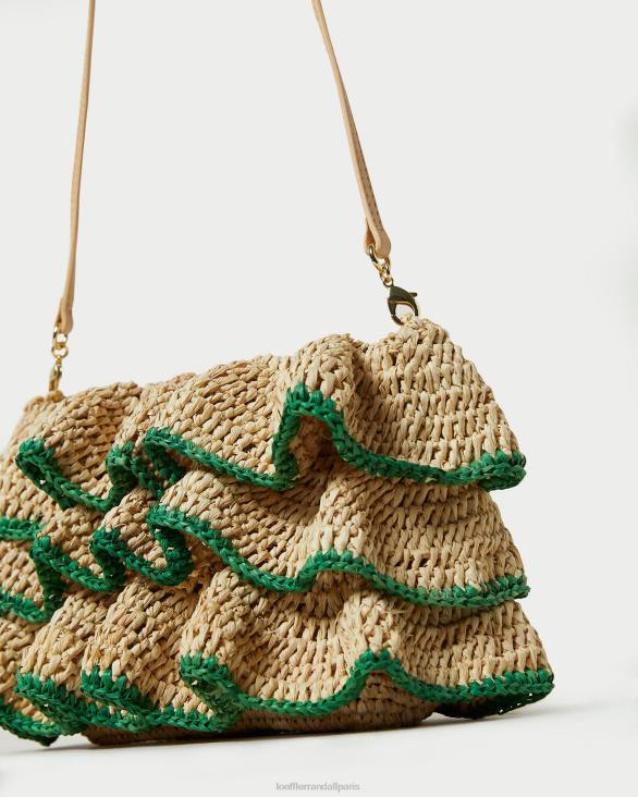 femmes Loeffler Randall naturel/vert pochette à volants odette Sacs 8HL8373