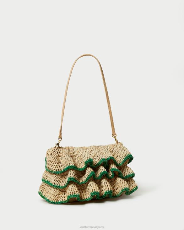 femmes Loeffler Randall naturel/vert pochette à volants odette Sacs 8HL8373