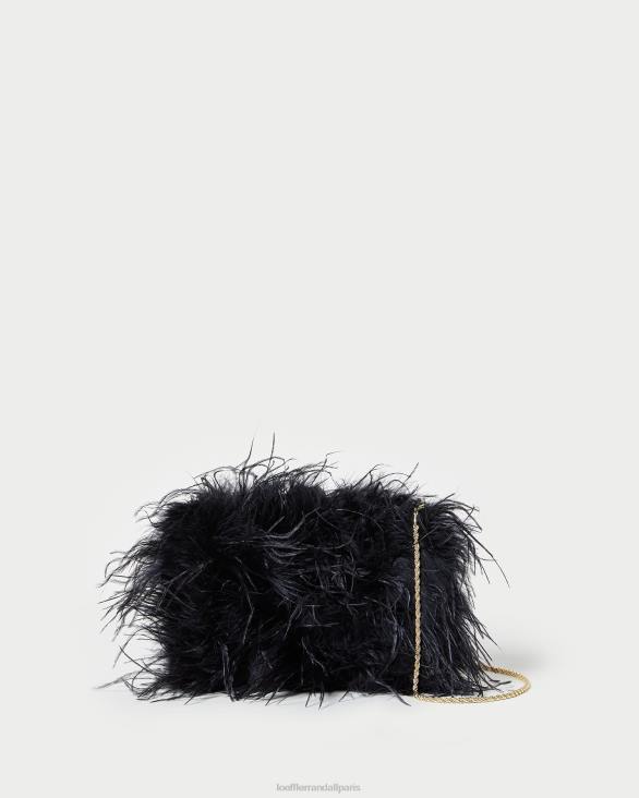 femmes Loeffler Randall noir pochette mini plumes zahara Sacs 8HL8361