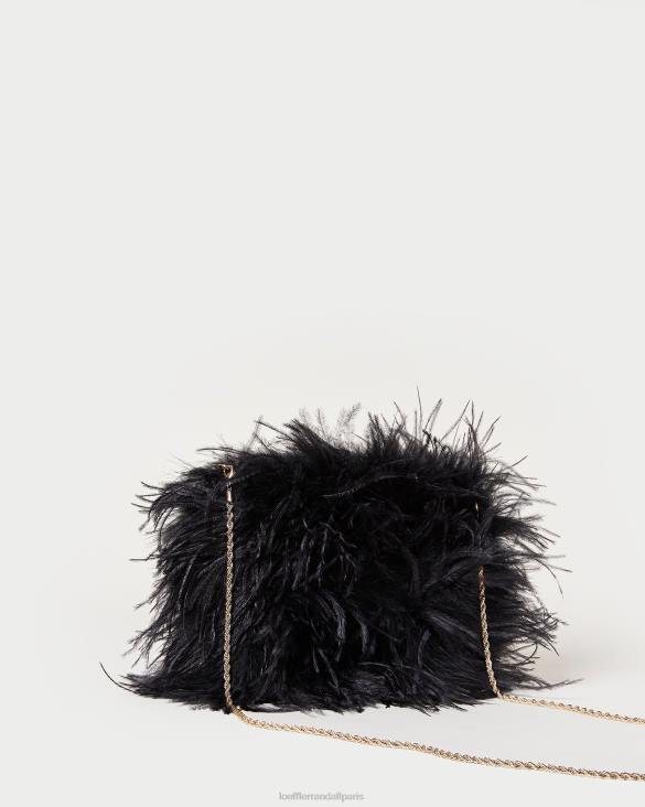 femmes Loeffler Randall noir pochette mini plumes zahara Sacs 8HL8361