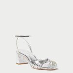 femmes Loeffler Randall argent nœud olivia mi-talon chaussures 8HL874