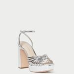 femmes Loeffler Randall argent sandale à plateforme à nœud rivka chaussures 8HL875