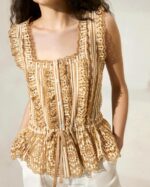 femmes Loeffler Randall bande marron arden d - blouse festonnée vêtements 8HL8214 - Image 2
