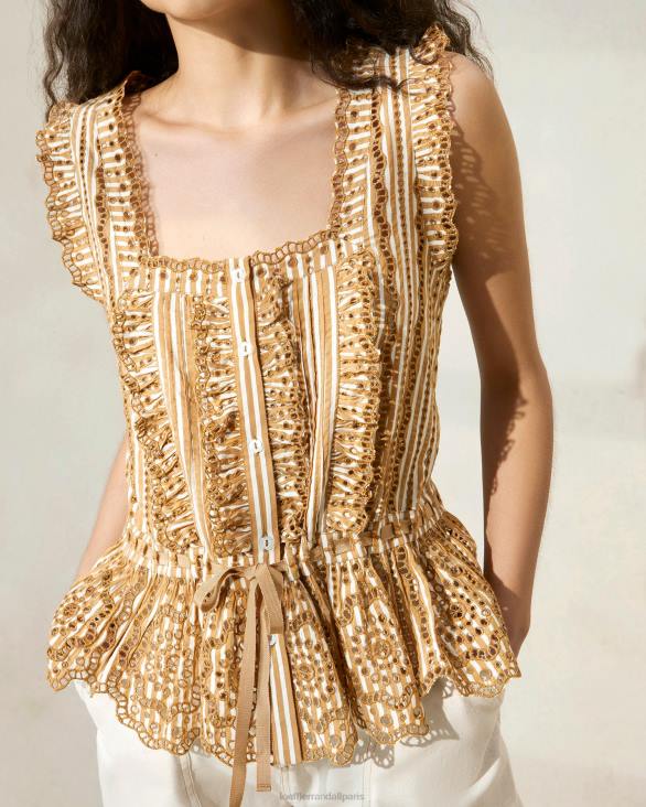 femmes Loeffler Randall bande marron arden d - blouse festonnée vêtements 8HL8214 - Image 2