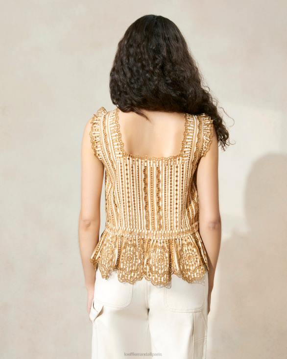 femmes Loeffler Randall bande marron arden d - blouse festonnée vêtements 8HL8214 - Image 3
