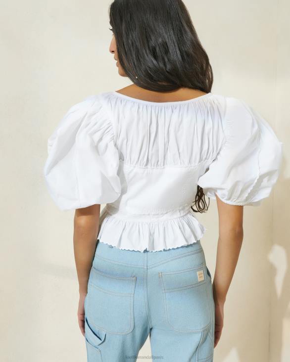 femmes Loeffler Randall blanc anna - haut à basque et manches bouffantes vêtements 8HL8201 - Image 3