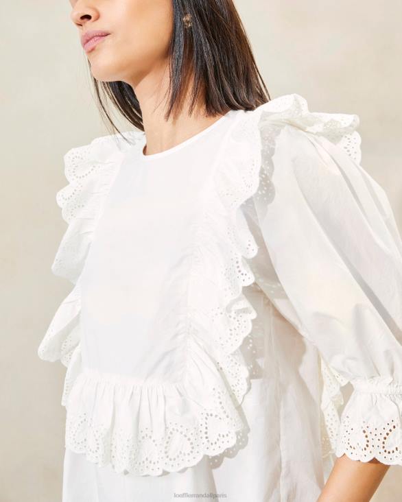 femmes Loeffler Randall blanc blouse cosima brodée de cœurs vêtements 8HL8212 - Image 2