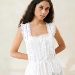 femmes Loeffler Randall blanc blouse festonnée arden vêtements 8HL8208