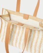 femmes Loeffler Randall blanc/rayure naturelle sac fourre-tout naturel au crochet pia Sacs 8HL8323 - Image 4