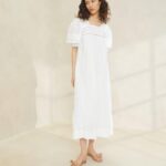 femmes Loeffler Randall blanc robe à manches bouffantes d'août vêtements 8HL8171