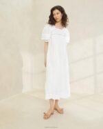 femmes Loeffler Randall blanc robe à manches bouffantes d'août vêtements 8HL8171