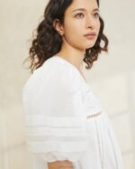 femmes Loeffler Randall blanc robe à manches bouffantes d'août vêtements 8HL8171 - Image 3