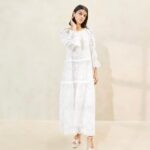 femmes Loeffler Randall blanc robe en dentelle à volants antoinette vêtements 8HL8187