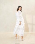 femmes Loeffler Randall blanc robe en dentelle à volants antoinette vêtements 8HL8187 - Image 3
