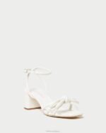 femmes Loeffler Randall blanc sandale mikel à nœud et talon chaussures 8HL824