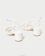 femmes Loeffler Randall blanc sandale mikel à nœud et talon chaussures 8HL824 - Image 4