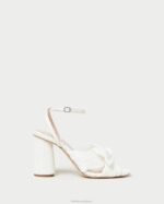 femmes Loeffler Randall blanc talon à nœud plissé camélia chaussures 8HL832 - Image 2