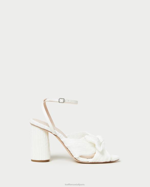 femmes Loeffler Randall blanc talon à nœud plissé camélia chaussures 8HL832 - Image 2