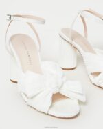 femmes Loeffler Randall blanc talon à nœud plissé camélia chaussures 8HL832 - Image 3