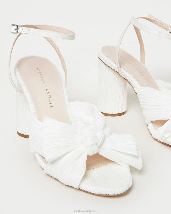femmes Loeffler Randall blanc talon à nœud plissé camélia chaussures 8HL832 - Image 3