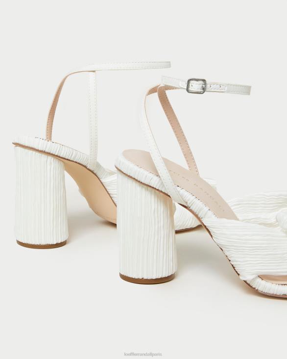 femmes Loeffler Randall blanc talon à nœud plissé camélia chaussures 8HL832 - Image 4
