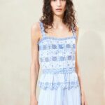 femmes Loeffler Randall bleu/crème caraco en broderie à rayures zelda vêtements 8HL8213