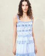 femmes Loeffler Randall bleu/crème caraco en broderie à rayures zelda vêtements 8HL8213