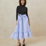 femmes Loeffler Randall bleu jupe circulaire à volants Carrie vêtements 8HL8249