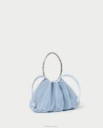 femmes Loeffler Randall bleu pochette plissée à strass Layne Sacs 8HL8370 - Image 2