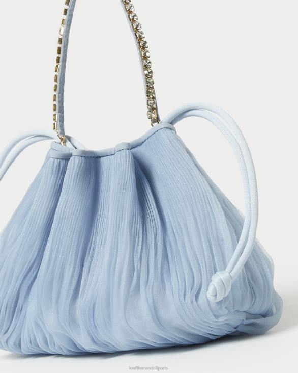 femmes Loeffler Randall bleu pochette plissée à strass Layne Sacs 8HL8370 - Image 4