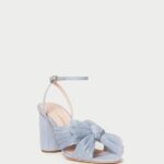 femmes Loeffler Randall bleu talon à nœud plissé camélia chaussures 8HL87