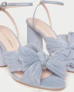 femmes Loeffler Randall bleu talon à nœud plissé camélia chaussures 8HL87 - Image 3