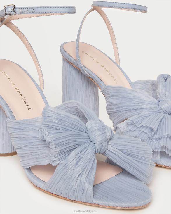 femmes Loeffler Randall bleu talon à nœud plissé camélia chaussures 8HL87 - Image 3