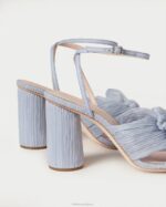 femmes Loeffler Randall bleu talon à nœud plissé camélia chaussures 8HL87 - Image 4
